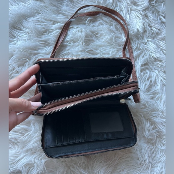 Sam & Hadley Purse Women's Brown Studded Faux Leather Crossbody Wallet - Picture 4 of 6